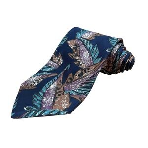Christian Dior Monseiur 100% Italian Silk Necktie 57" x 3.75" Navy Blue Floral